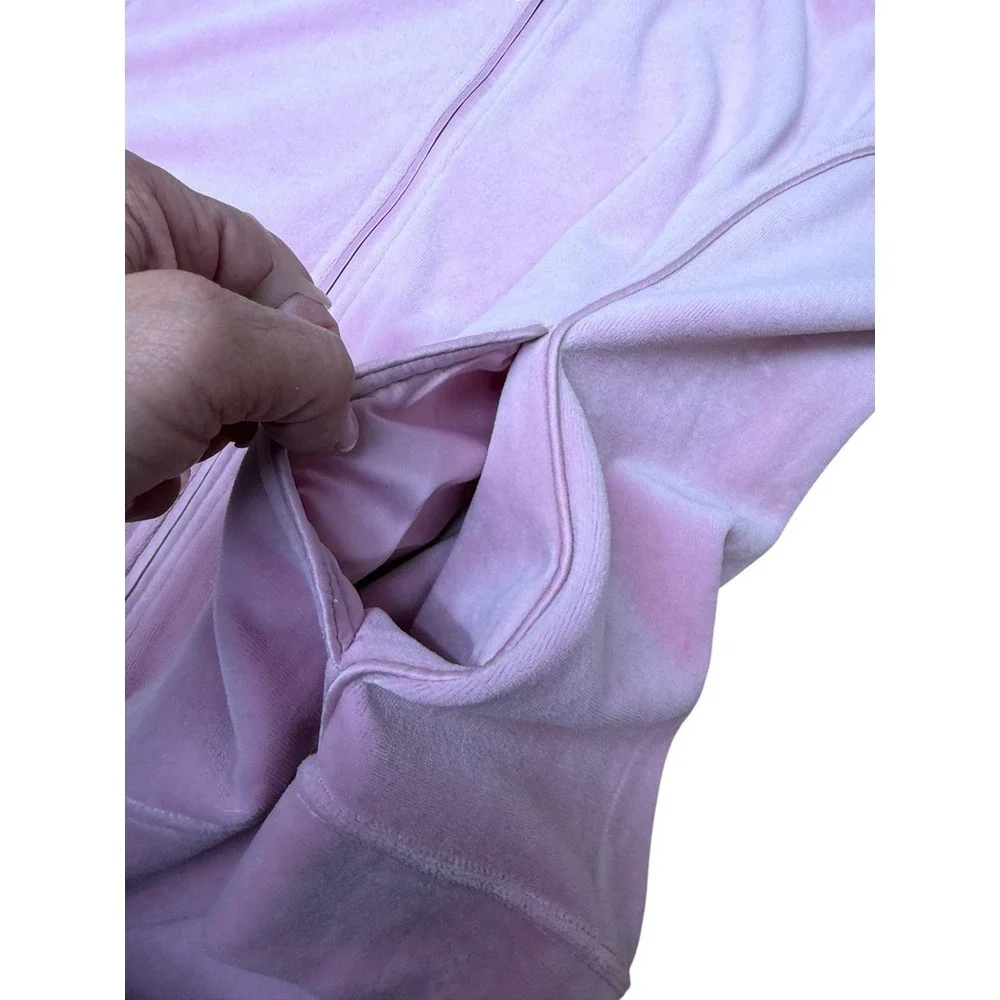 Saks Fifth Ave Pink Velour Tracksuit Set Zip Up Hoodie & Pants Y2K Loungewear